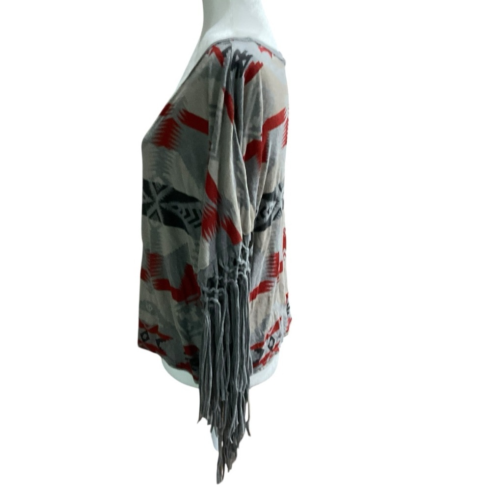 Ralph Lauren Denim & Supply Women's M Gray Aztec Fringe Tunic Blouse​ - Picture 3 of 9